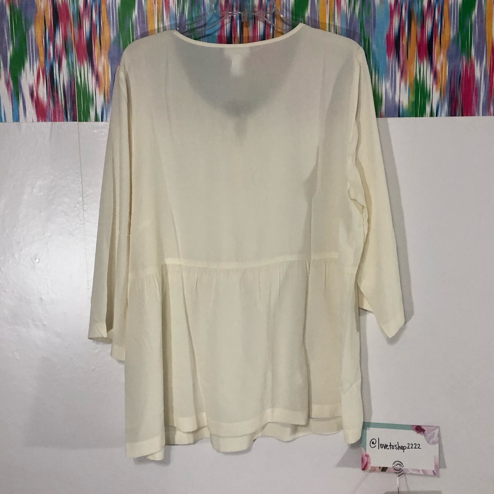 π J.Jill cream 100% silk blouse, Large - Picture 6 of 6